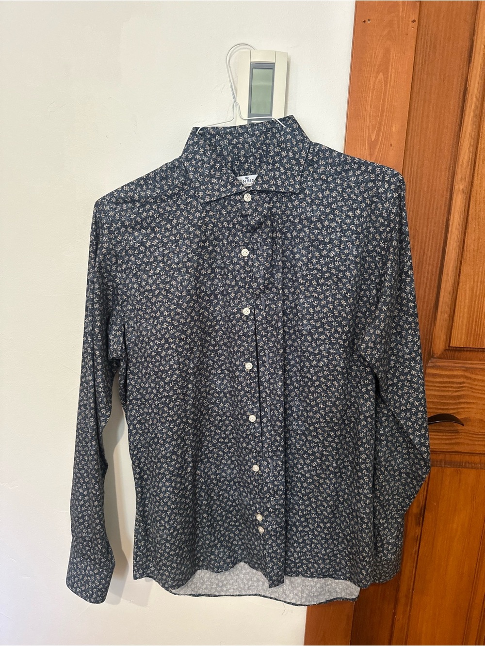 Men's Dark Blue Floral Button-Down Shirt
